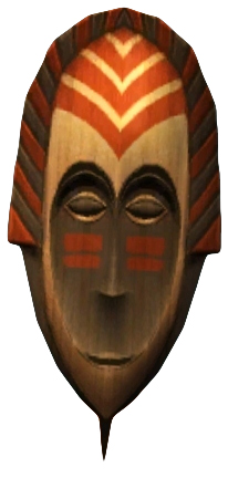 A tribal mask, faces with no bodies